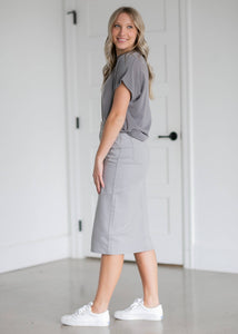 Remi Ultimate Gray Denim Midi Skirt