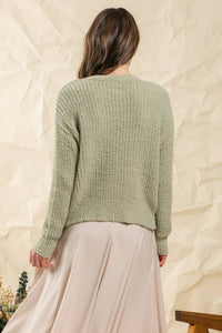 Cozy Button Up Cardigan Style 2192 in Sage