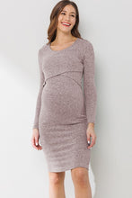 Double Layer Long Sleeve Nursing Dress Style 2546 in Dusty Pink