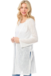 Open Front Sheer Kimono Cardigan in Off White Style 5249