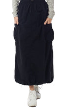 Cargo Parachute Long Skirt with Drawstring in Black Style 5290