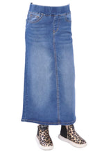 Girls Long Denim Skirt with Elastic Waistband Style 87241