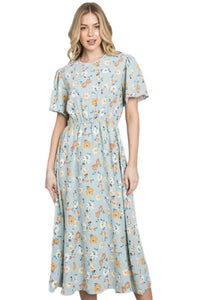Floral Print Seafoam Dress Style #3826