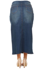 Plus Long Denim Skirt in Vintage Wash Style 87241X
