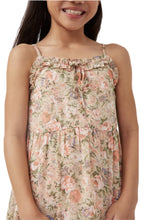Girls Floral Ruffled Tie Detail Sleeveless Tank Dress in Pink Style 5850
