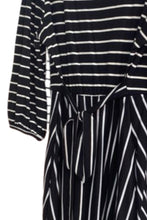 Plus Striped Midi Dress Style 5094X in Mauve/Ivory or Black/Ivory