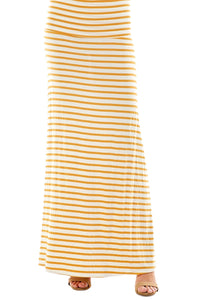 Striped Maxi Skirt Style 9001 in Mustard