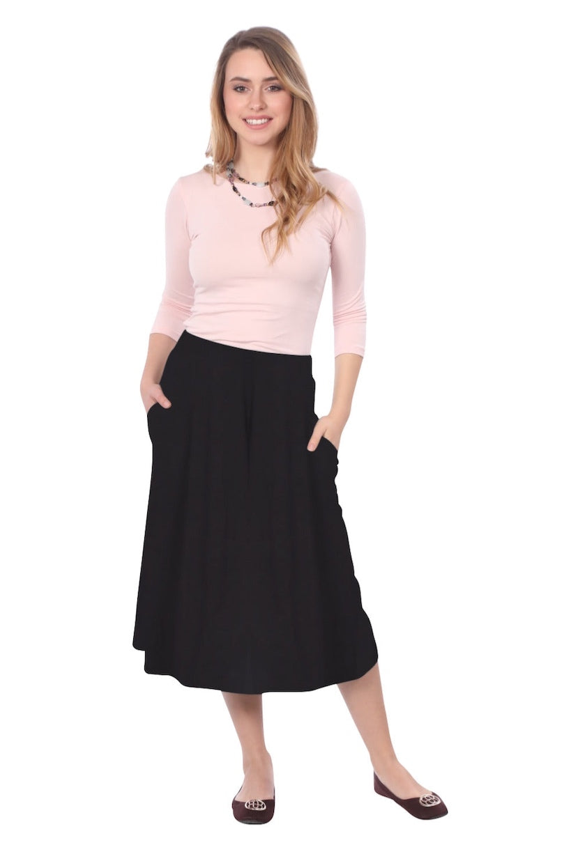 Calf Length A-line Skirt 1926 in Black