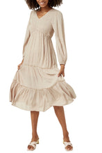 Smocked Bodice Midi Dress Style 5181 in Stone