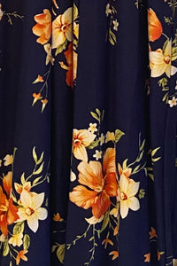 Floral Maxi Dress with Tie in Navy Style 185