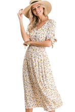 Floral Smocked Waist Floral Dress Style 1881 in Ivory