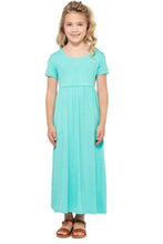 Kids Solid Maxi Dress in Sage Style 3515