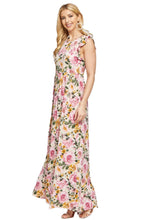 Floral Ruffle Maxi Dress in Cream 3974