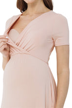 Short Sleeve Maternity Maxi Dress in Blush Style 1915