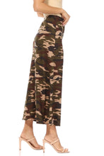 Camouflage Print Pull On Maxi Skirt in Green Style 833