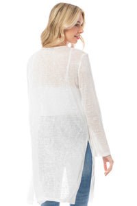 Open Front Sheer Kimono Cardigan in Off White Style 5249