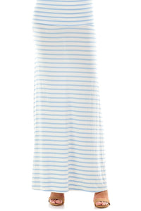 Striped Maxi Skirt Style 9001 in Baby Blue