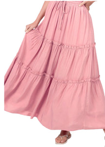 Tiered Maxi Skirt Style 1115 in Dusty Rose