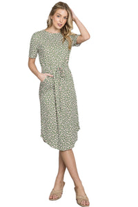 Floral Print Olive Dress  Style #016