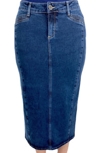 Plus Mid-length Denim Skirt Style 187-16H