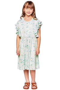 Girls Floral Ruffle Dress Style 3901 in Mint