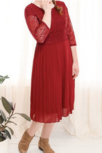 Pleated Midi Dress Style 2764 in Burgundy