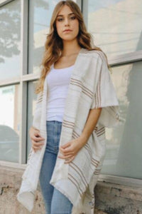 Cotton Stripe Kimono Grey 3955