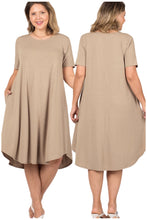 Plus Short Sleeve Round Neck Knee Length Dress Style 9001X
