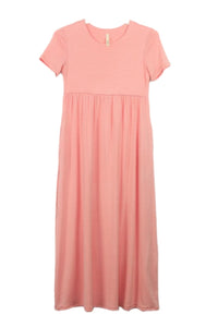 Kids Solid Maxi Dress in Pink Style 3515