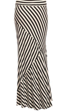 Stripe Relaxed Fit A-line Maxi Skirt in Black Ivory Style 4070