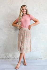 2020 Pleated Midi Skirt in Color Pop