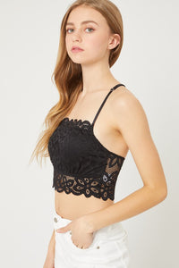 Solid Lace Bralette in Black