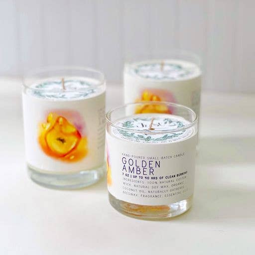 Golden Amber - Just Bee Candles: 7 oz (up to 40 hrs of clean burning)