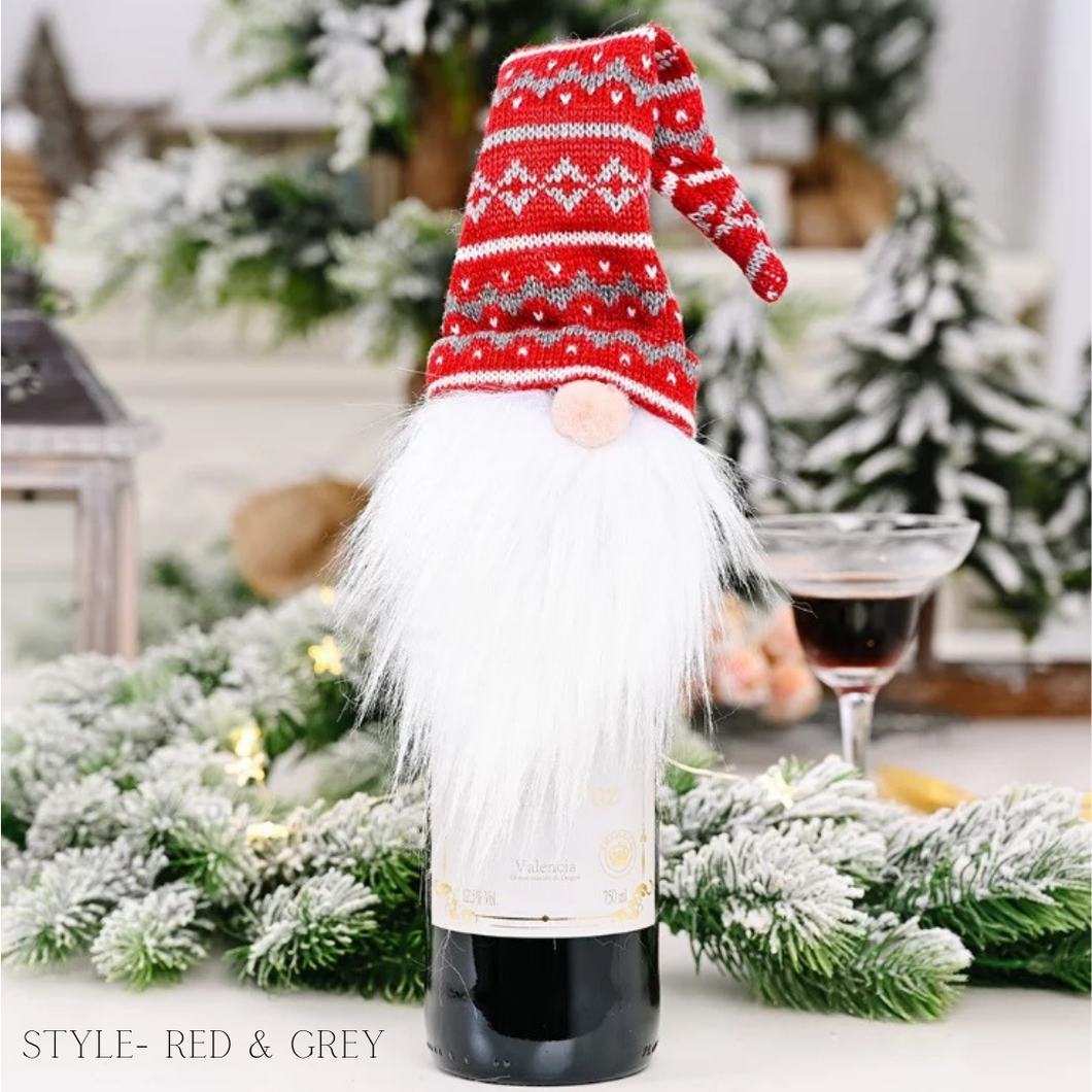 Holiday Gnome Wine Hat, Party Gift Decor