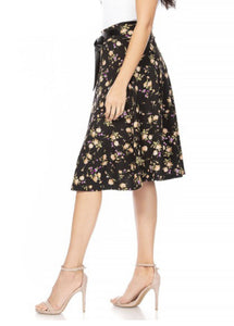 500 Floral A-line skirt Black or Ivory
