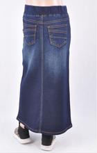 Girls Long Denim Skirt with elastic waistband  Style 87241 - The Skirt Boutique