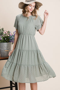 Tiered Midi Dress Style 5077 in Vintage Sage