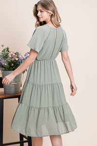 Tiered Midi Dress Style 5077 in Vintage Sage