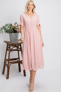 Smocked Waist Dress Style 1881 in Blush or Mint