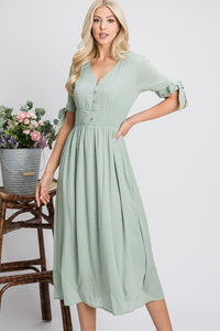 Smocked Waist Dress Style 1881 in Mint