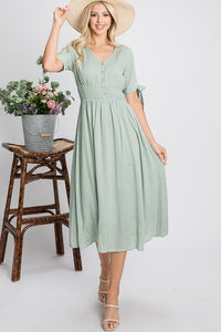 Smocked Waist Dress Style 1881 in Mint