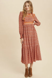 Boho Print Ruffle Dress Style 3770