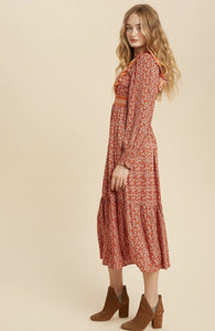 Boho Print Ruffle Dress Style 3770