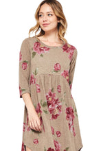 Floral Sweater Dress Style 3423 in Mocha