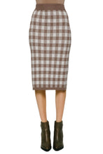 Gingham Pencil Sweater Skirt Style 9013 in Mocha