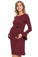 Bell Sleeve Hacci Maternity Dress Style 2503 in Burgundy