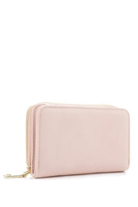 Plain Zipper Button Wallet Style 1196 in Blush