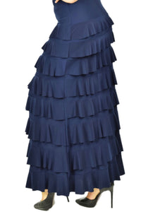 Long Ruffle Skirt Style 194 in Navy, Burgundy or Black