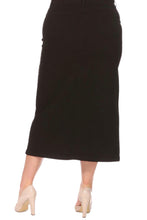 Plus Long Twill Skirt Style 87812X in Black