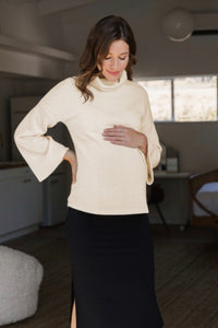 Turtle Neck Knit Sweater Maternity Top Style  2516 in Oatmeal
